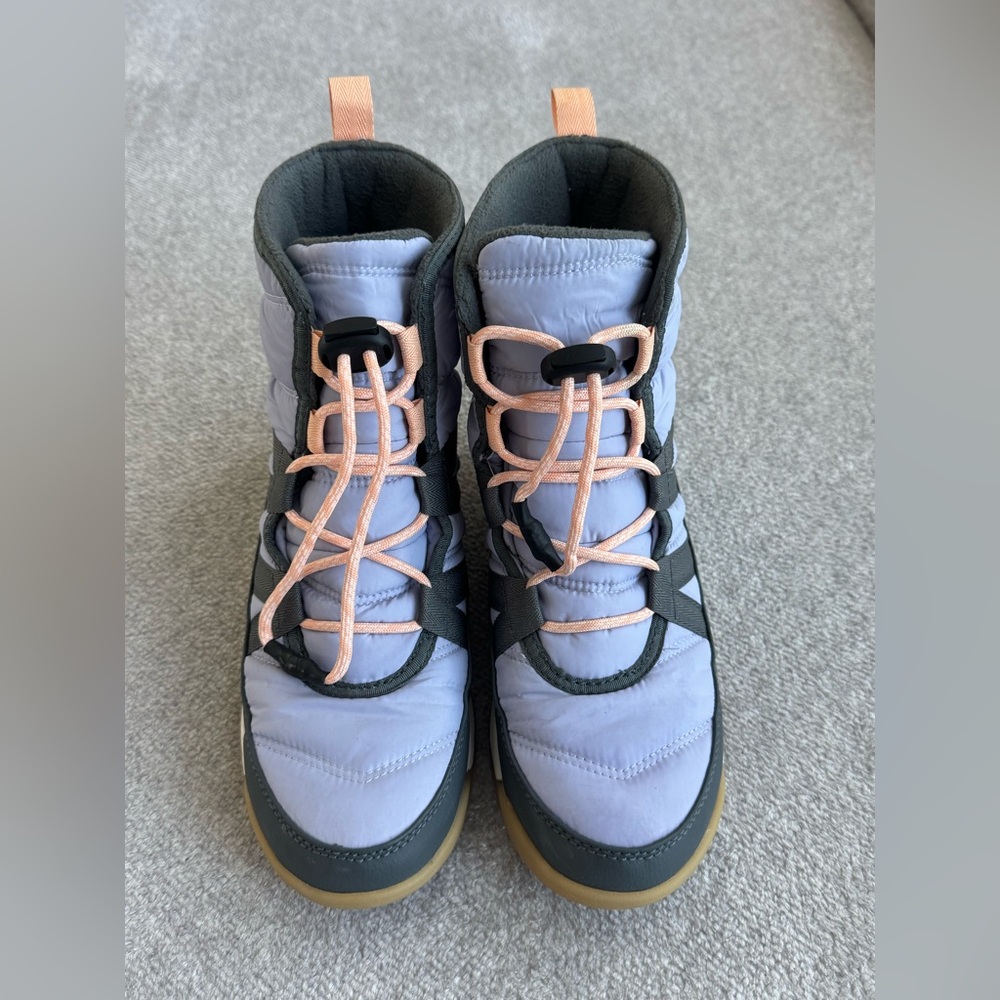 Sorel Whitney ll Youth Gray and Light Purple Quilted Winter Boots